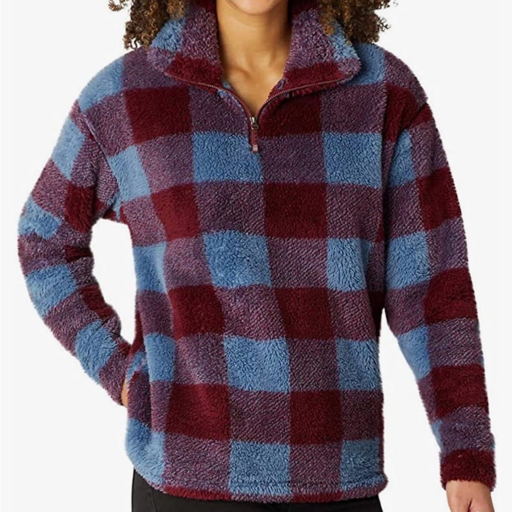 NWT • Eddie Bauer • harbor check plush 1/4 zip